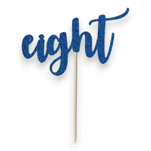 Picture of EIGHT CAKE TOPPER BLUE GLITTER